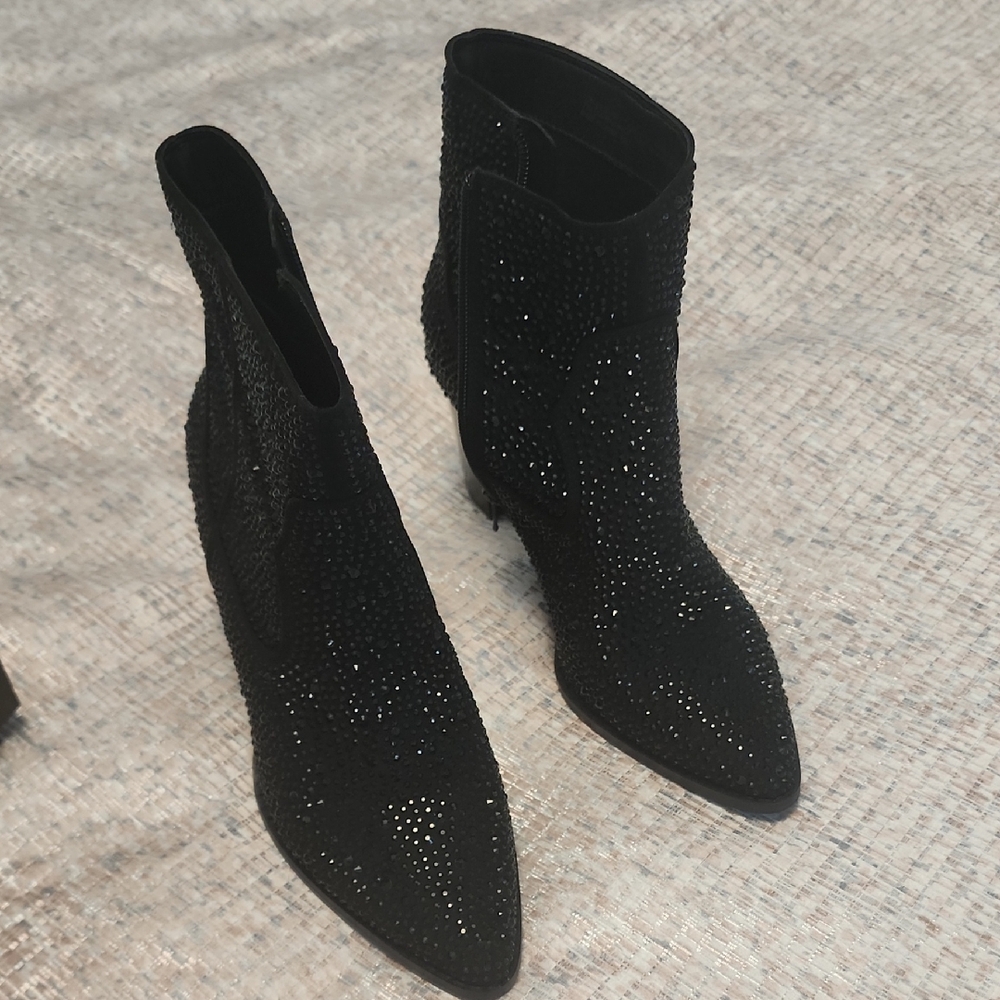 Crown Vintage Black Sparkle Ankle Boots- NEW